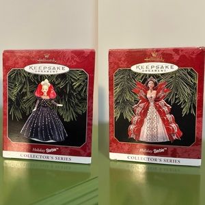 Two Barbie Hallmark Ornaments with Boxes Christmas